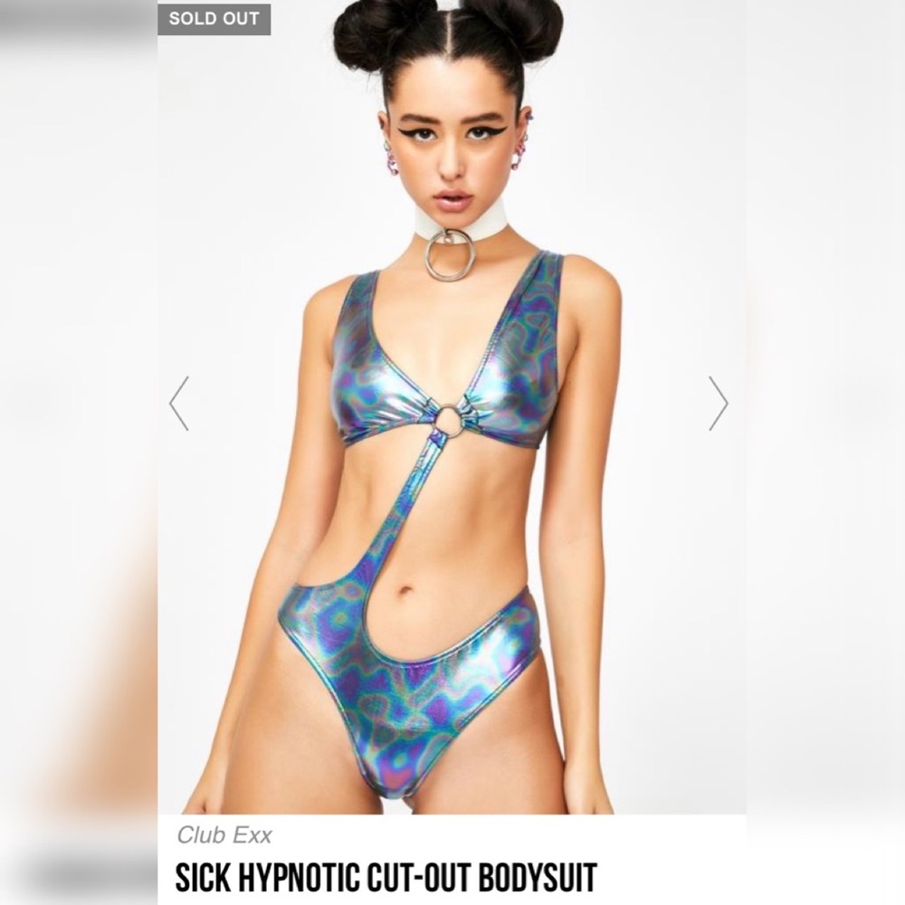 Dolls Kill Hypnotic Cut Out Bodysuit Size Small